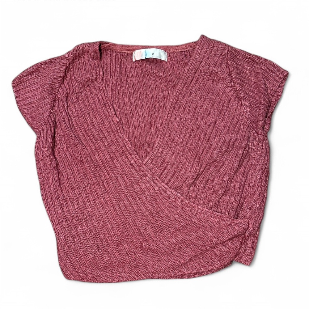 Free People Ribbed Wrap Top in Mauve
